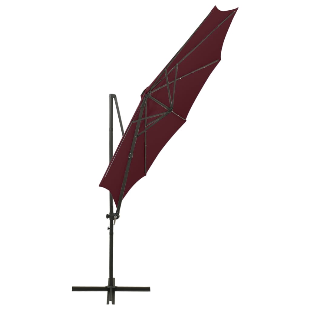 Gembinis LED sodo skėtis BRICE, raudona, 300x255cm