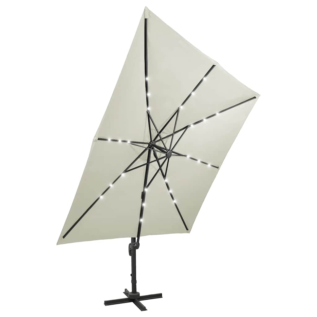 BRIDGER konsoles LED dārza saulessargs, smilškrāsas, 300x300x258cm