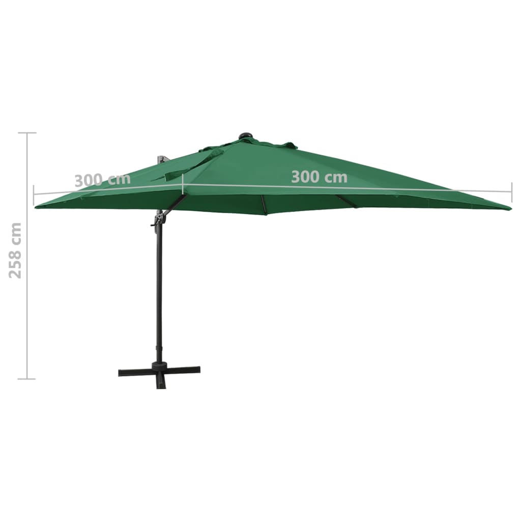 Gembinis LED sodo skėtis BRIDGER, žalia, 300x300x258cm