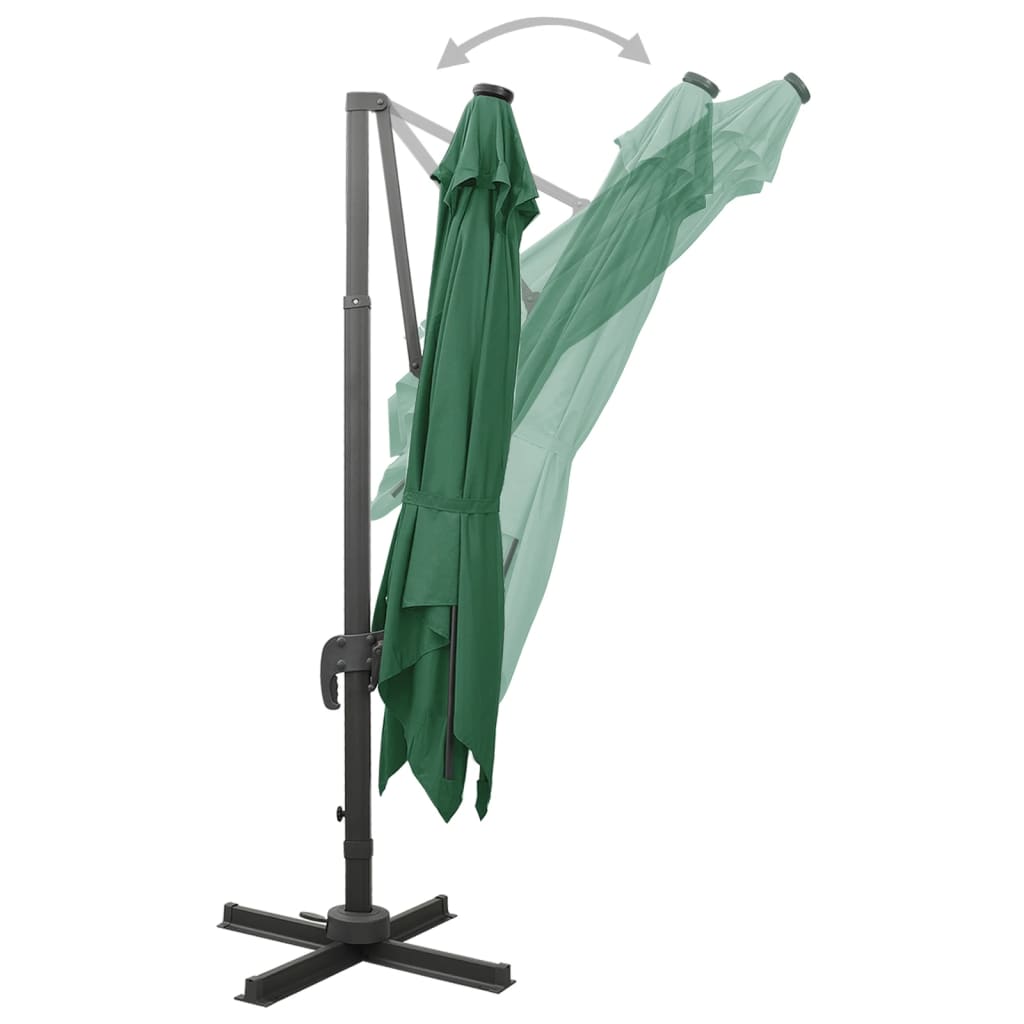 Gembinis LED sodo skėtis BRIDGER, žalia, 300x300x258cm