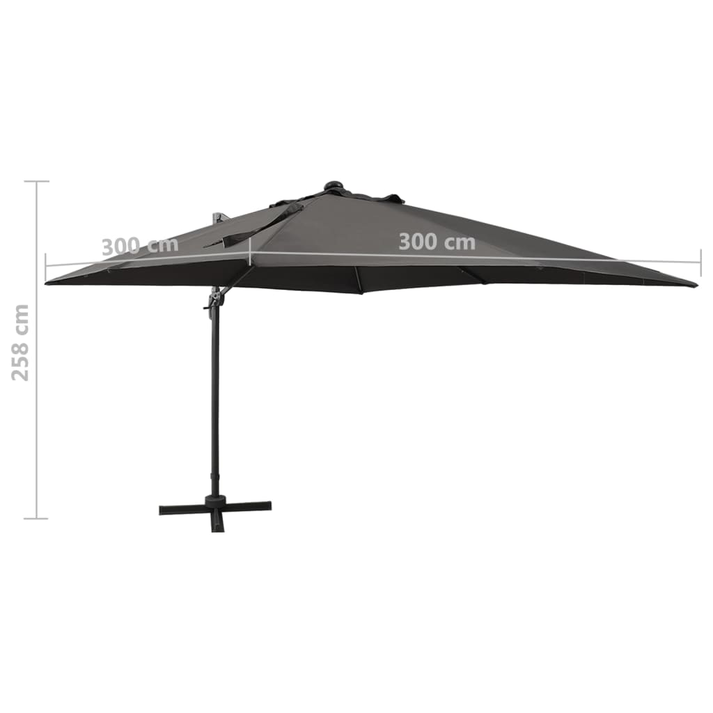 Konsoles LED dārza saulessargs BRIDGER, antracītpelēks, 300x300x258cm