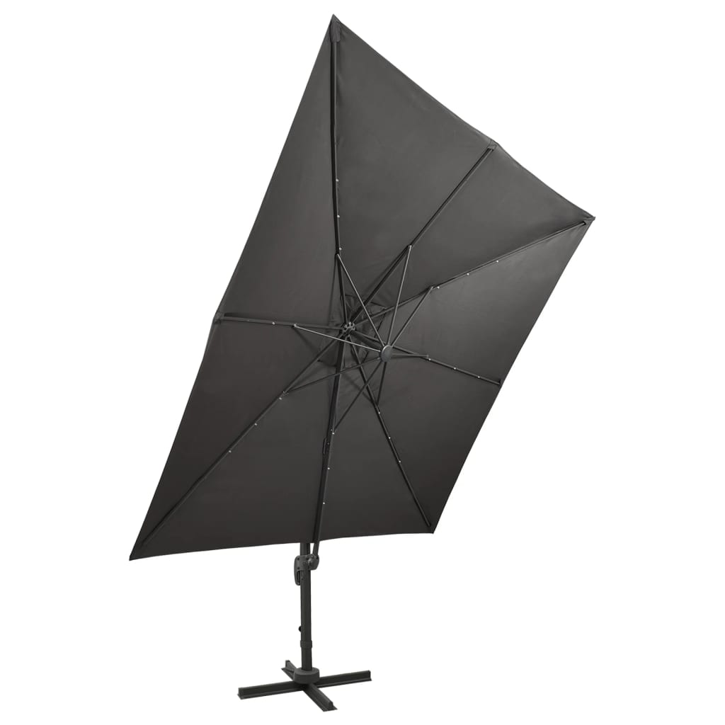 Konsoles LED dārza saulessargs BRIDGER, antracītpelēks, 300x300x258cm