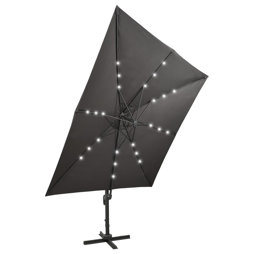Konsoles LED dārza saulessargs BRIDGER, antracītpelēks, 300x300x258cm