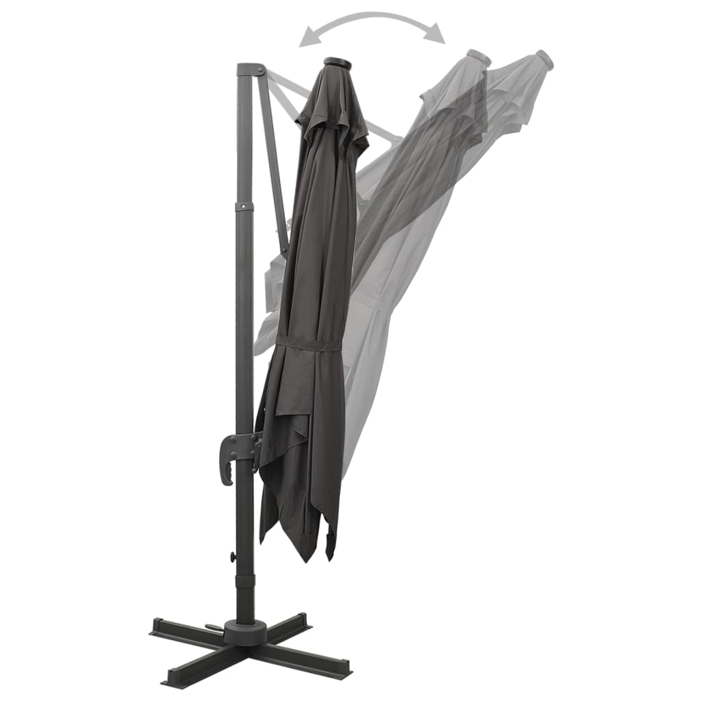 Konsoles LED dārza saulessargs BRIDGER, antracītpelēks, 300x300x258cm