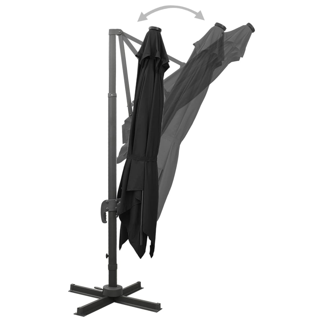 Gembinis LED sodo skėtis BRIDGER, juoda, 300x300x258cm