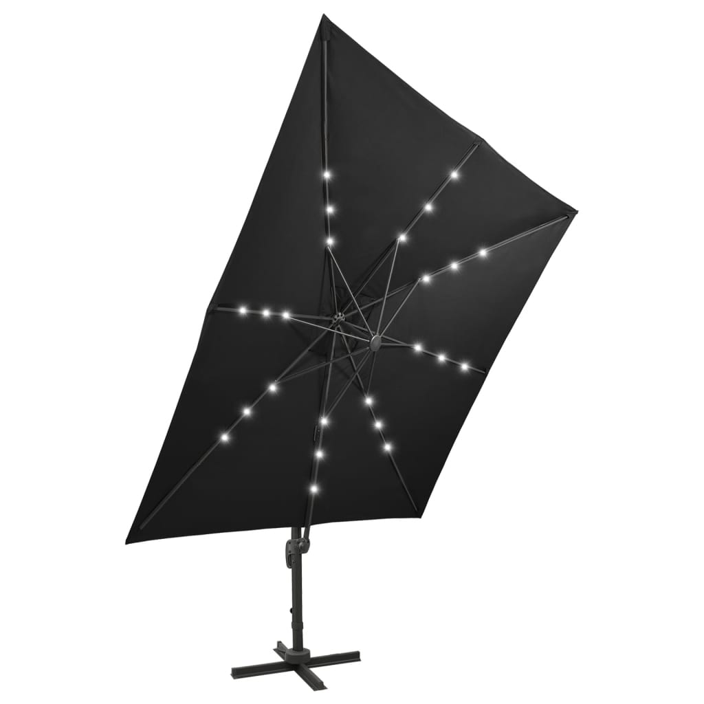 Gembinis LED sodo skėtis BRIDGER, juoda, 300x300x258cm