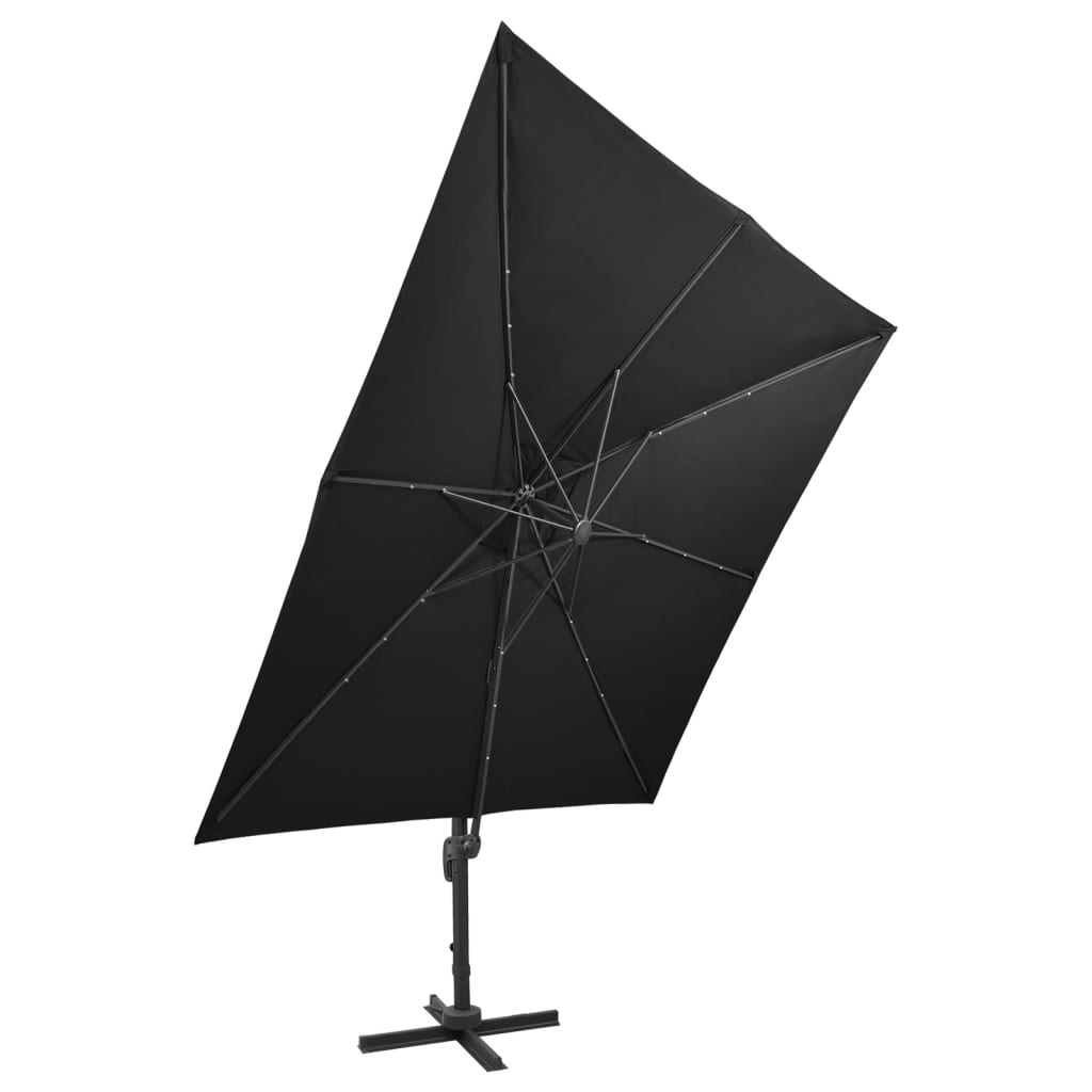Gembinis LED sodo skėtis BRIDGER, juoda, 300x300x258cm