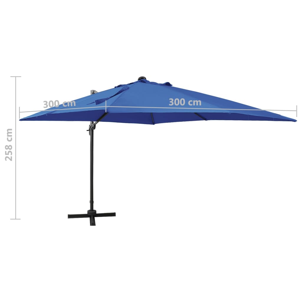 LED konsoles dārza saulessargs BRIDGER, zils, 300x300x258cm