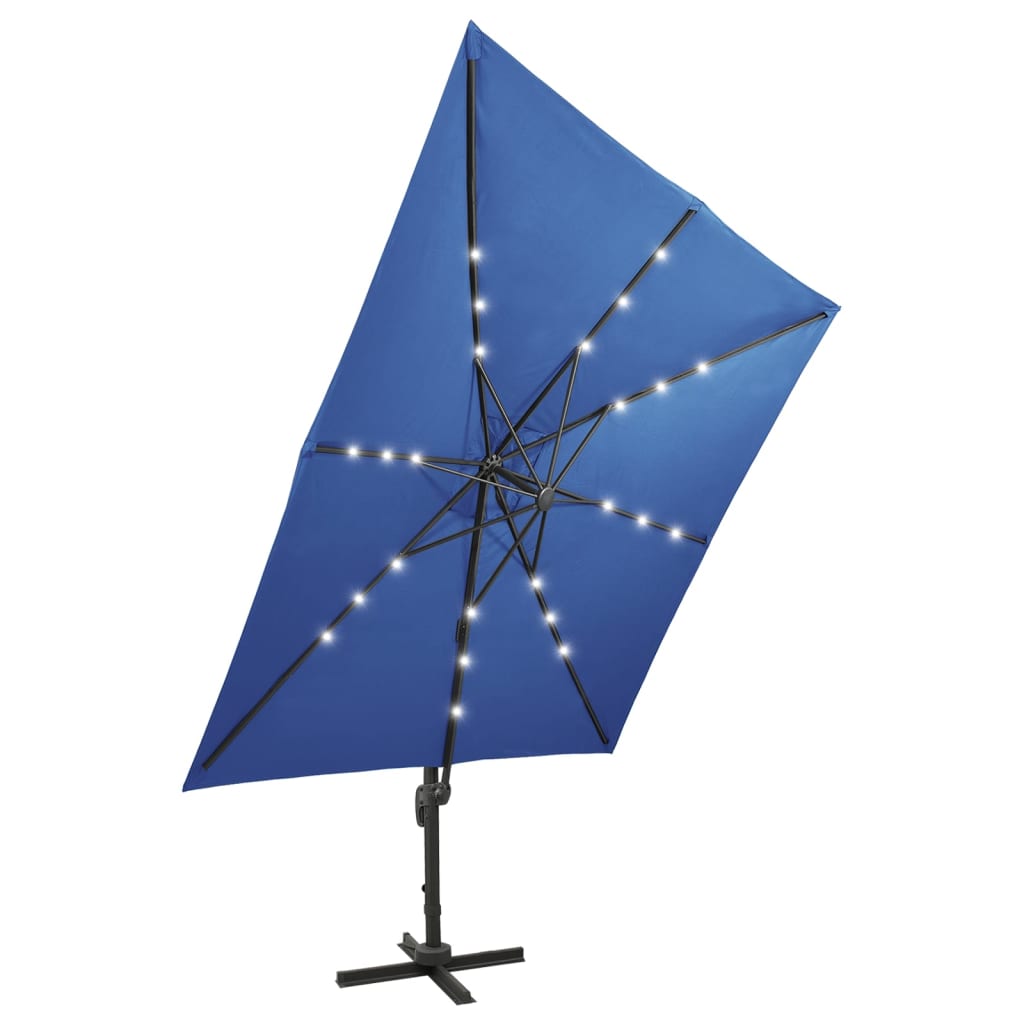 LED konsoles dārza saulessargs BRIDGER, zils, 300x300x258cm