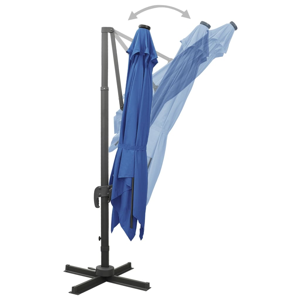 LED konsoles dārza saulessargs BRIDGER, zils, 300x300x258cm
