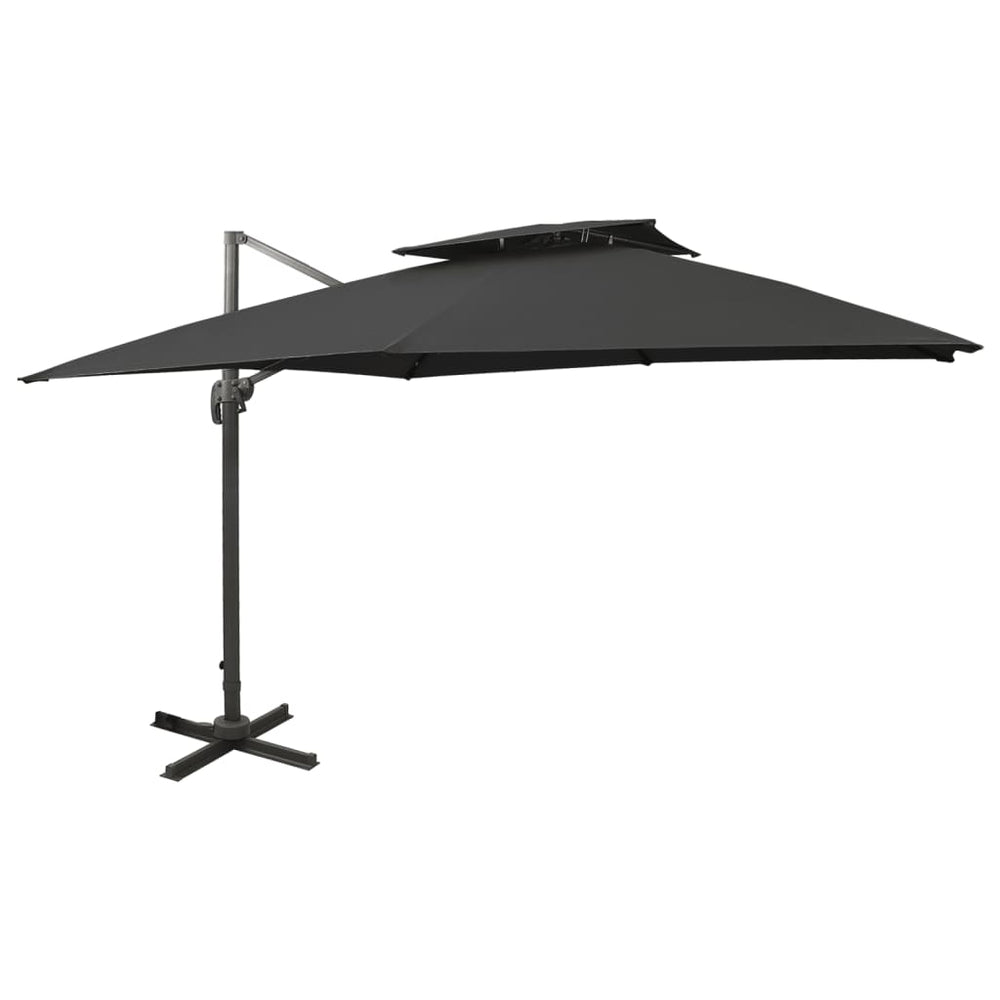Cantilever umbrella with double top, black, 300x300cm
