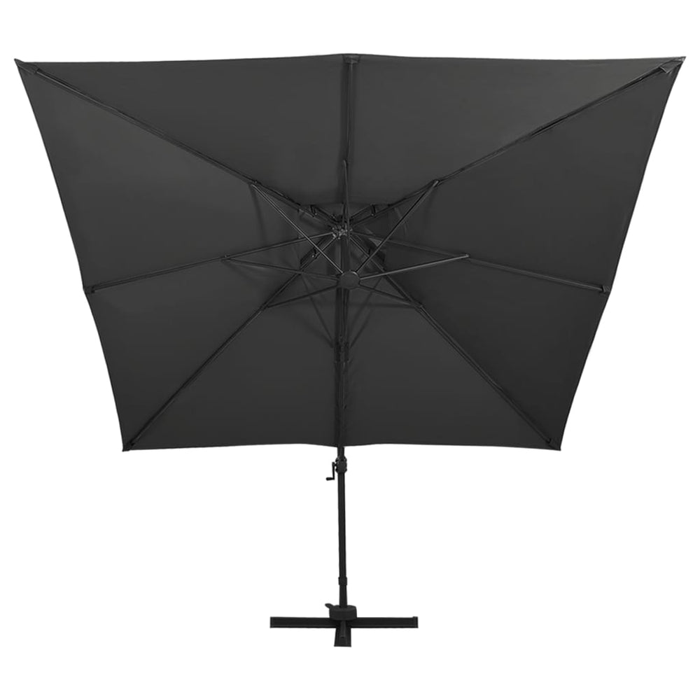 Cantilever umbrella with double top, black, 300x300cm