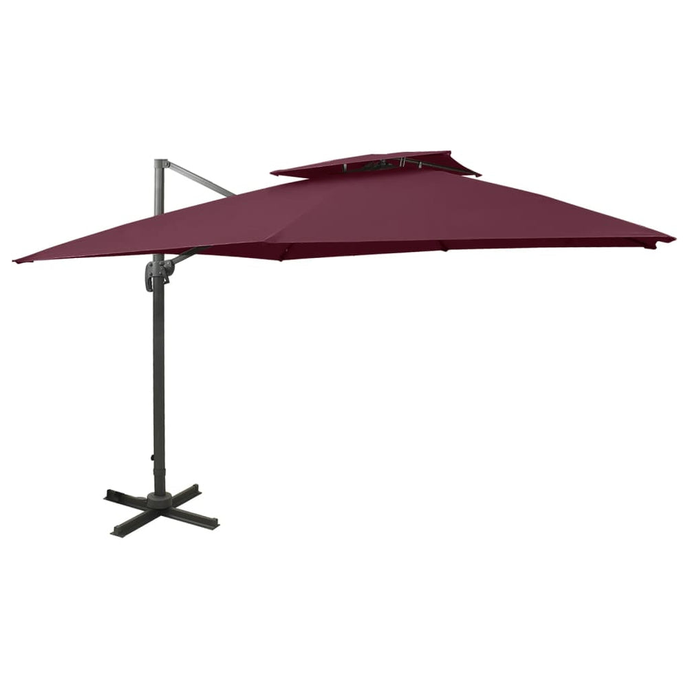 Cantilever umbrella with double top, dark red, 300x300cm