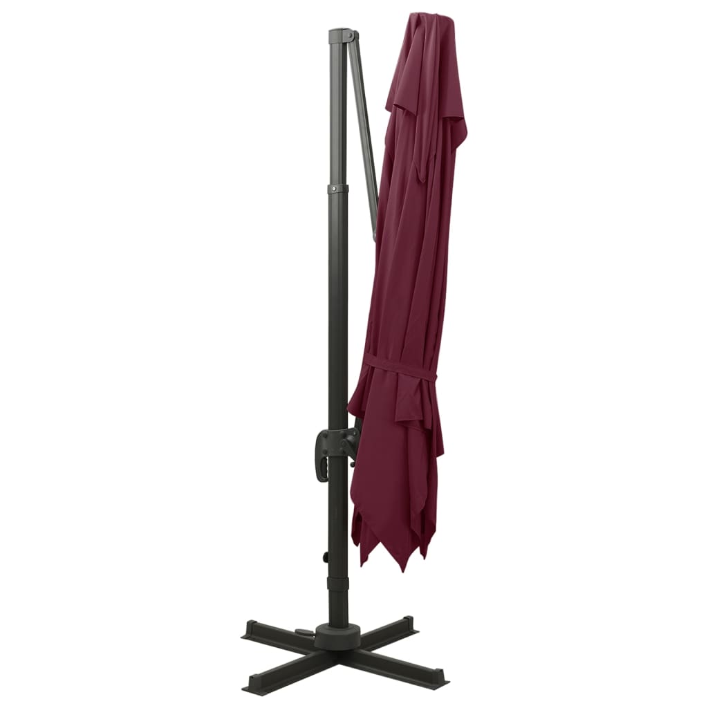 Cantilever umbrella with double top, dark red, 300x300cm
