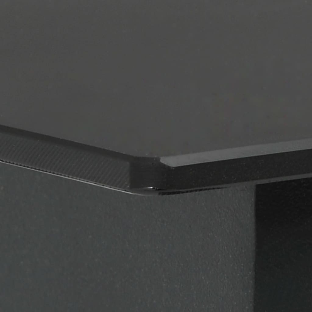 Garden dining table, black, 80x80x74cm, steel and glass