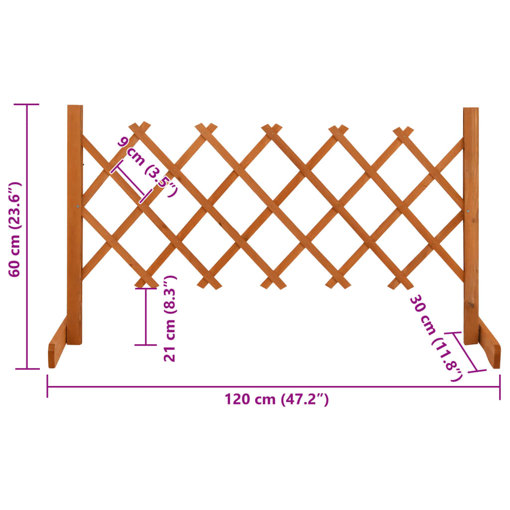 Garden trellis-fence, orange, 120x60cm, solid spruce