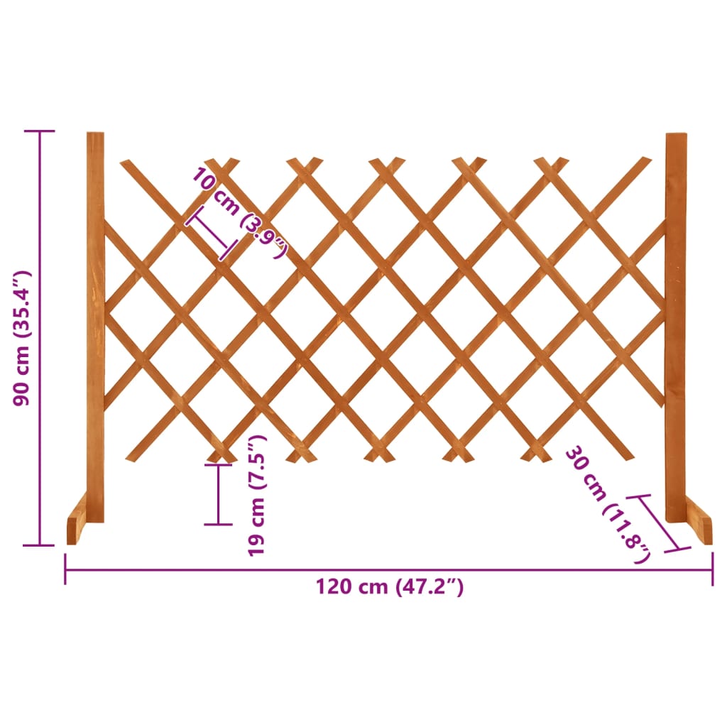 Garden trellis fence, orange, 120x90cm, solid fir wood