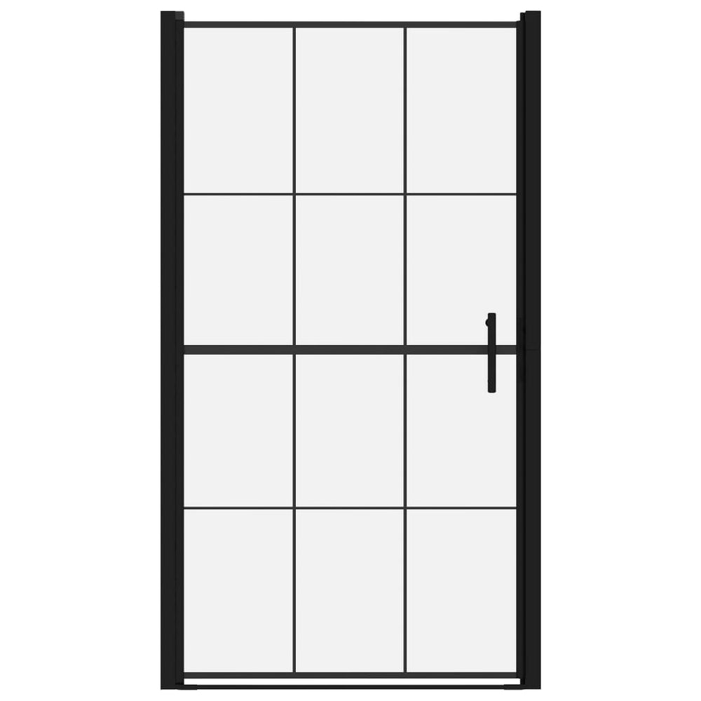 Shower door, black, 100x178cm, tempered glass