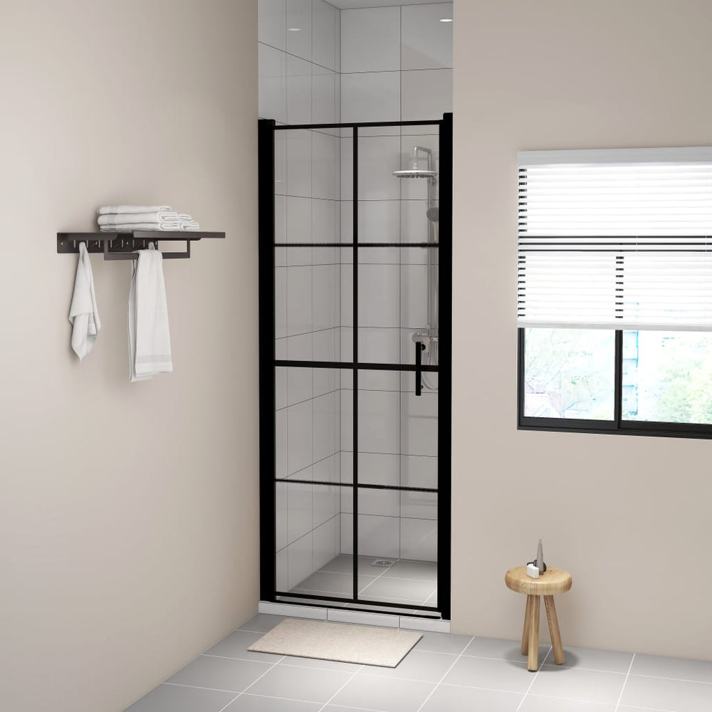 Shower door, black, 81x195cm, tempered glass
