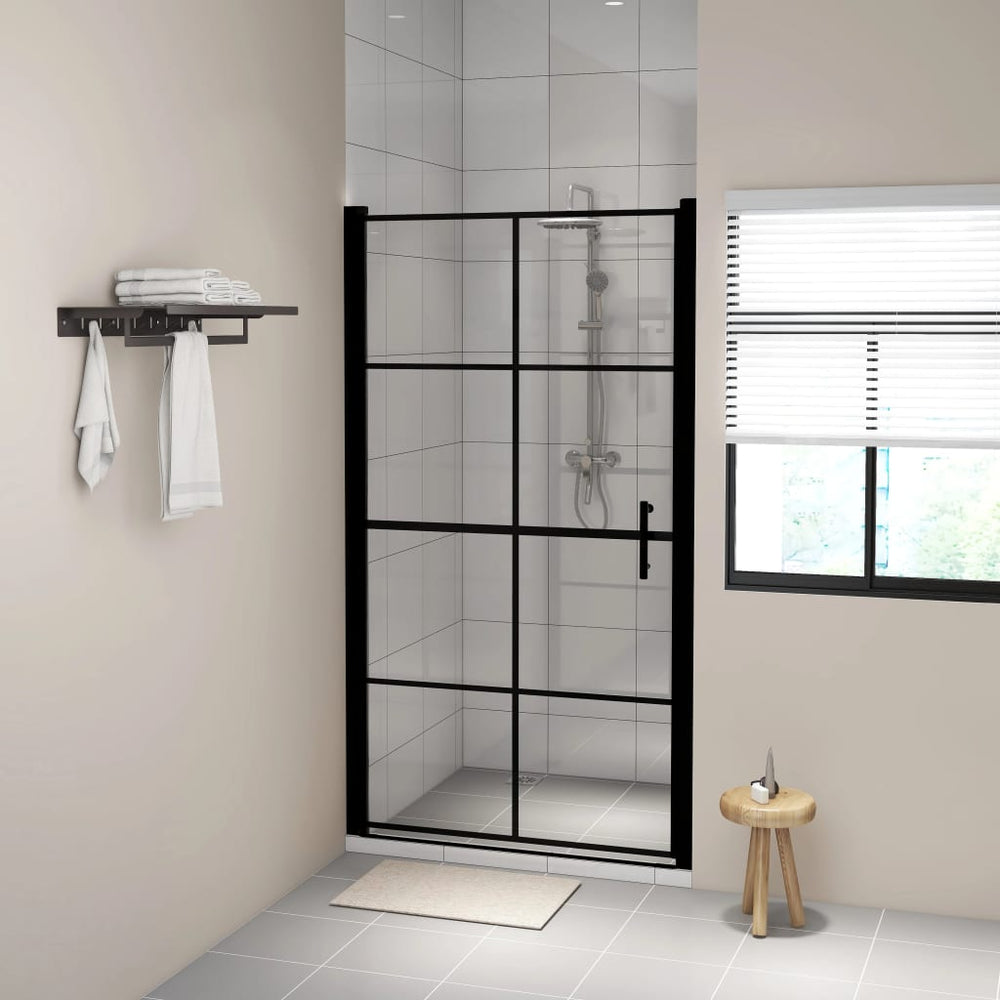 Shower door, black, 100x178cm, tempered glass