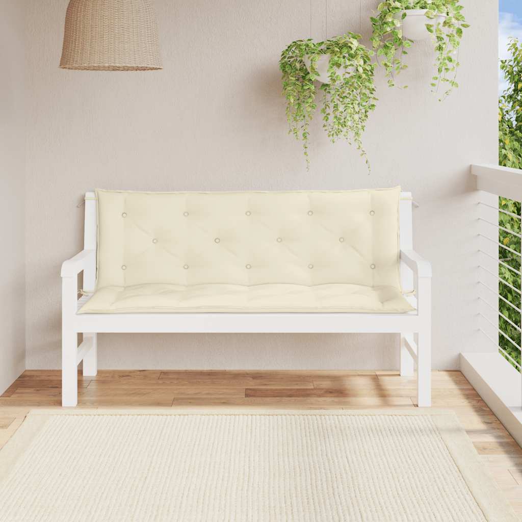 Garden bench cushion, cream, 150x(50+50)x7cm, fabric