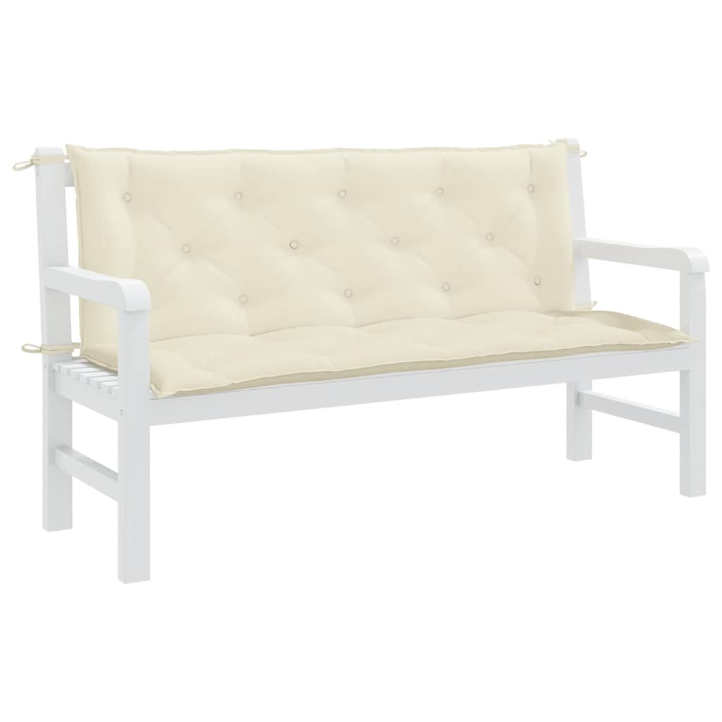 Garden bench cushion, cream, 150x(50+50)x7cm, fabric
