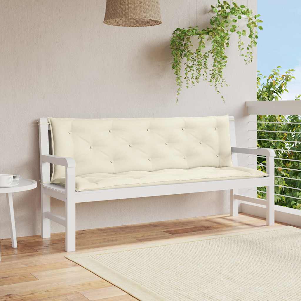 Garden bench cushion, cream, 150x(50+50)x7cm, fabric