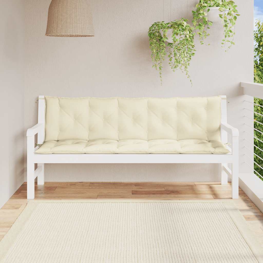 Garden bench cushion, cream, 180x(50+50)x7cm, fabric