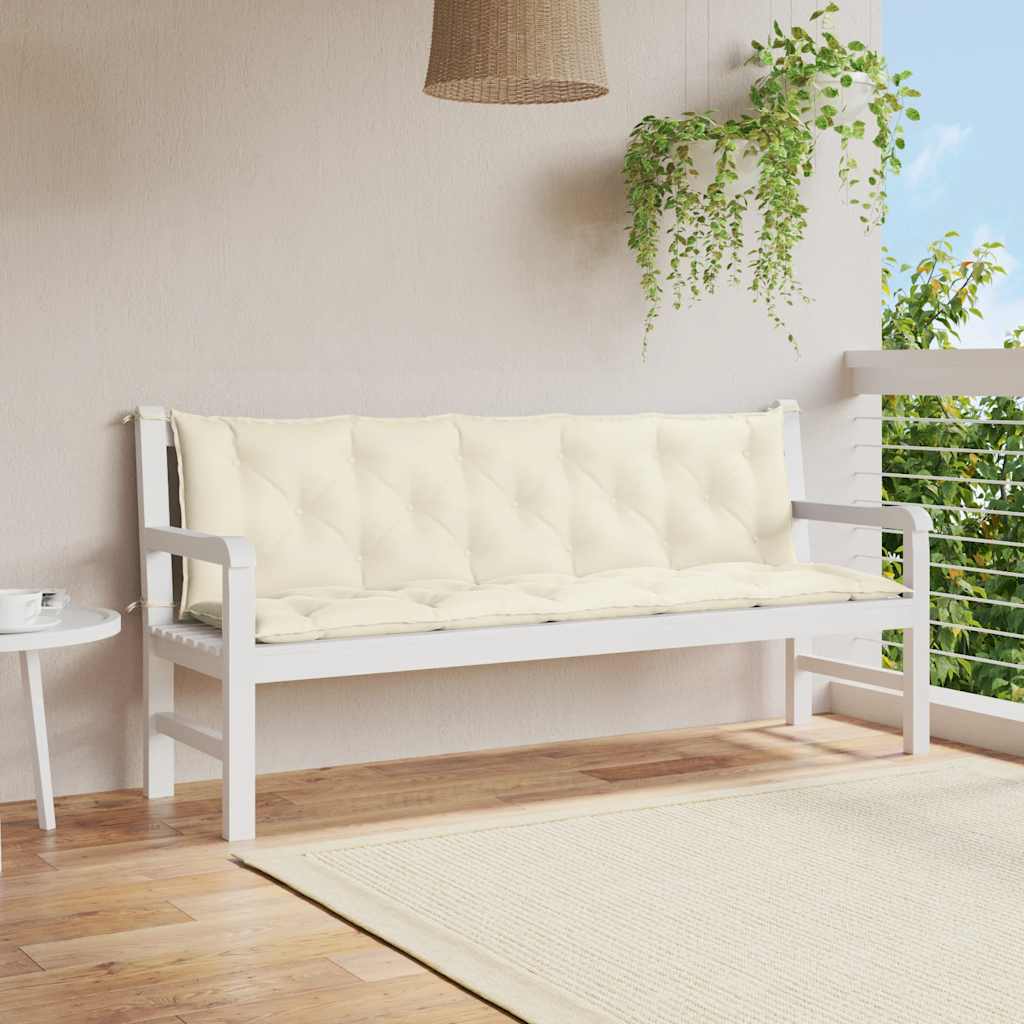 Garden bench cushion, cream, 180x(50+50)x7cm, fabric