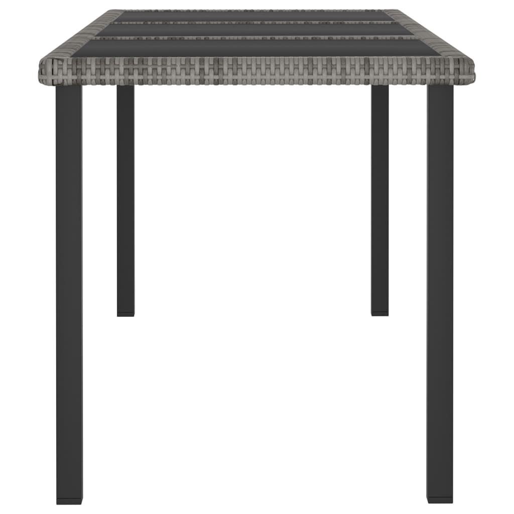 Sodo valgomojo stalas, pilkos spalvos, 180x70x73cm, poliratanas