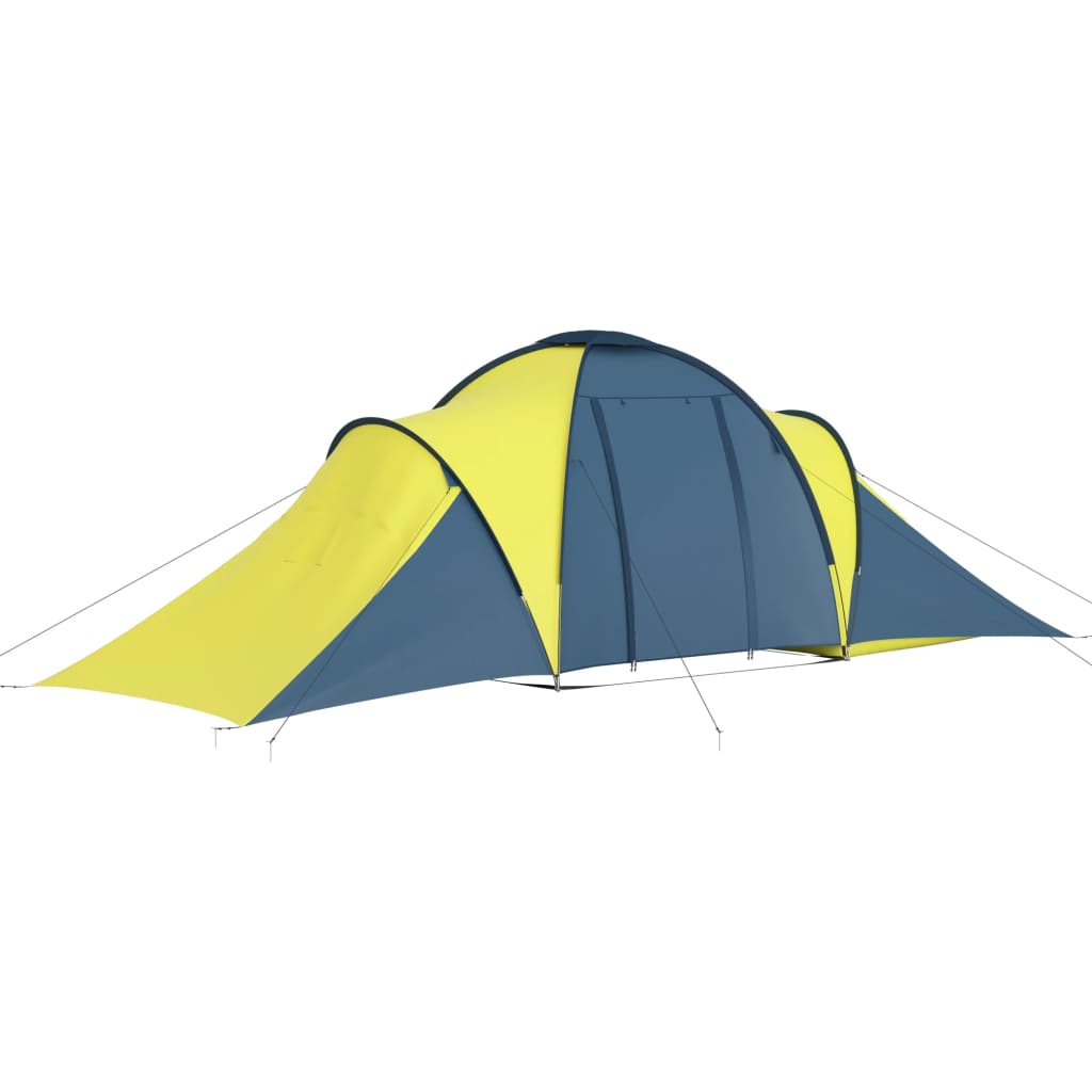 Camping tent, blue and yellow, 6-person