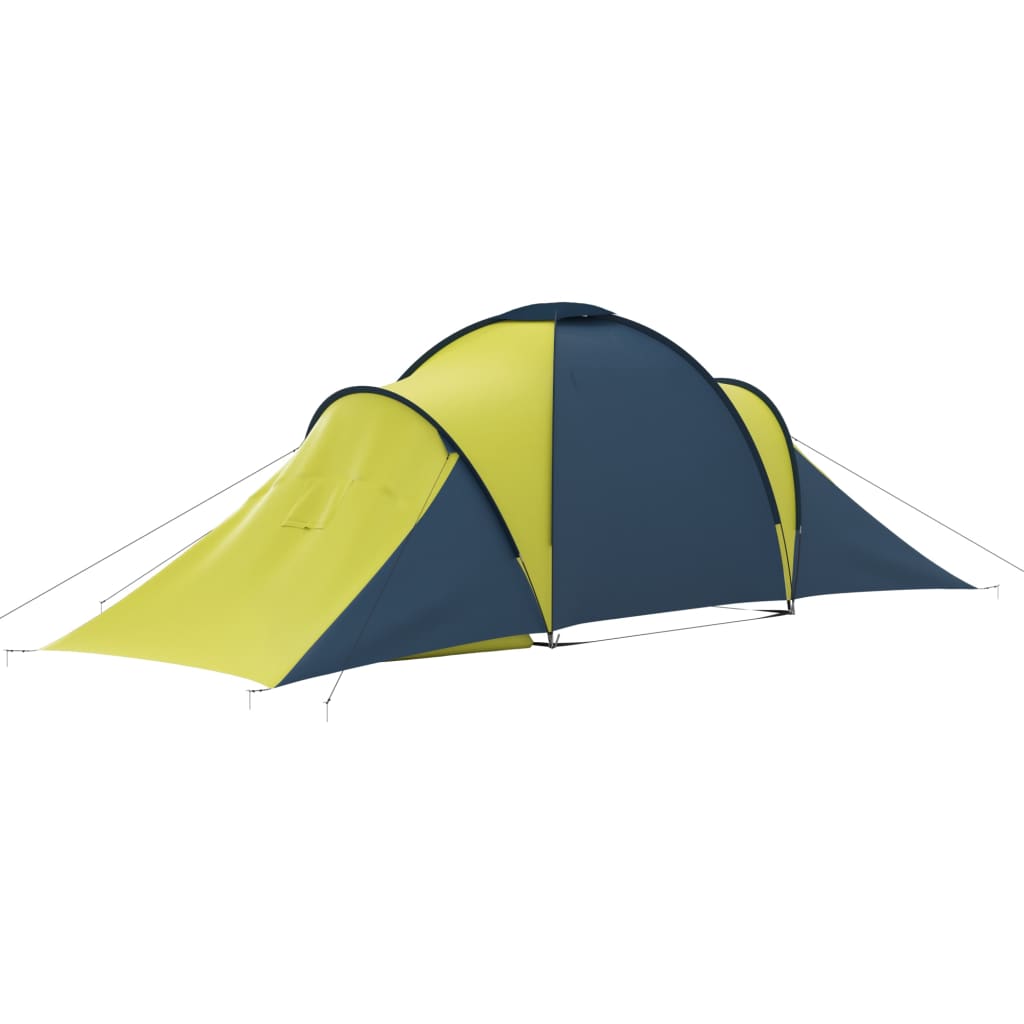Camping tent, blue and yellow, 6-person