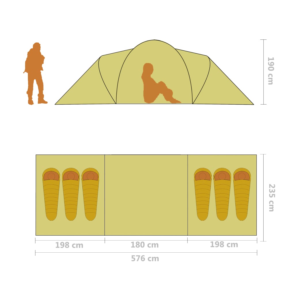 Camping tent, blue and yellow, 6-person