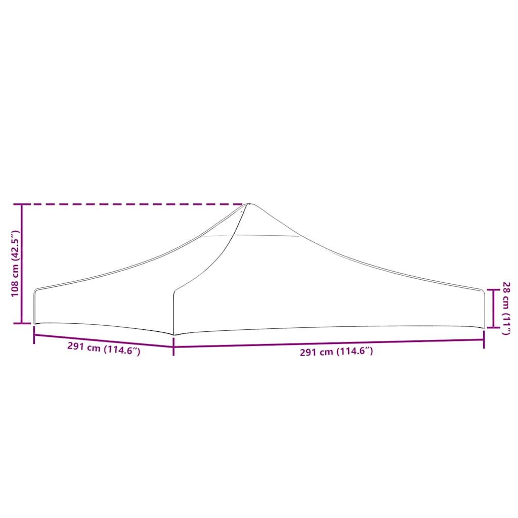Proginės palapinės stogas, tamsiai raudonas, 3x3m, 270 g/m²