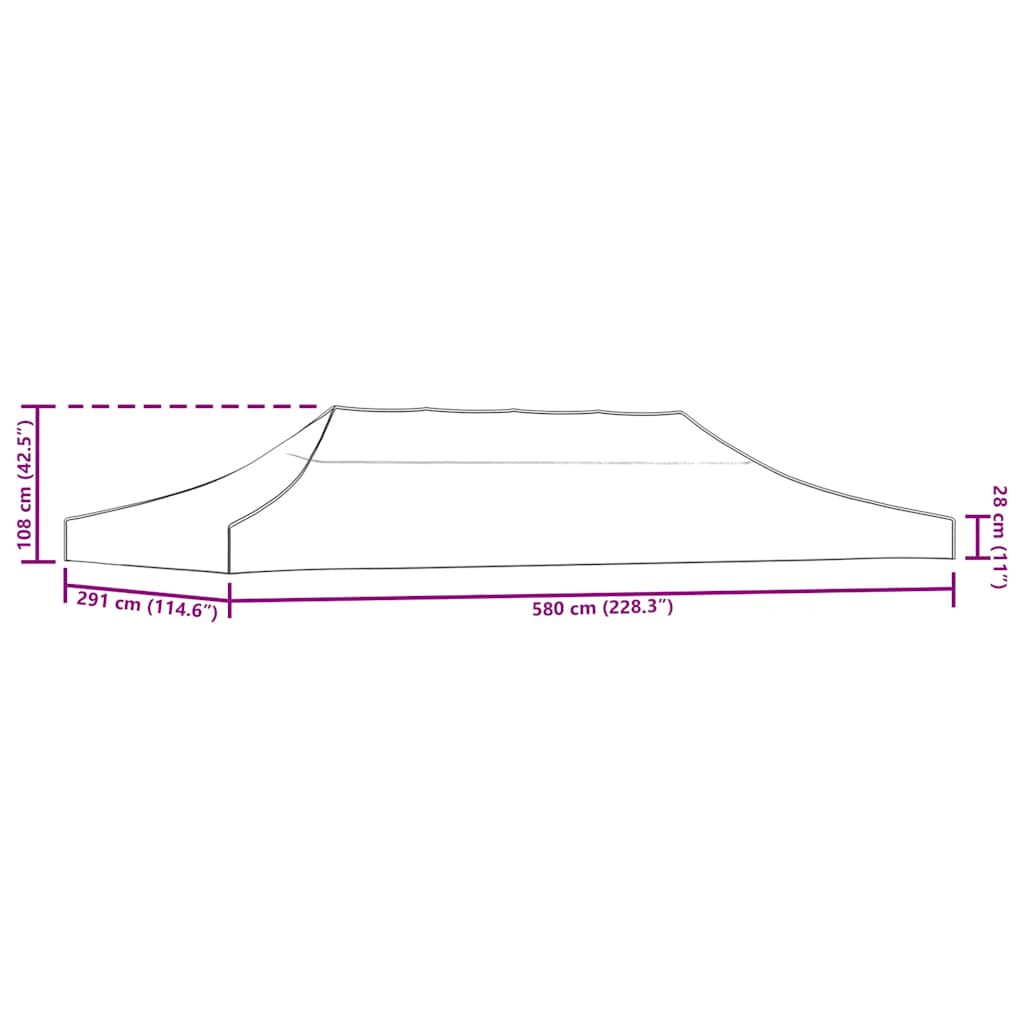 Proginės palapinės stogas, taupe spalvos, 6x3m, 270 g/m²