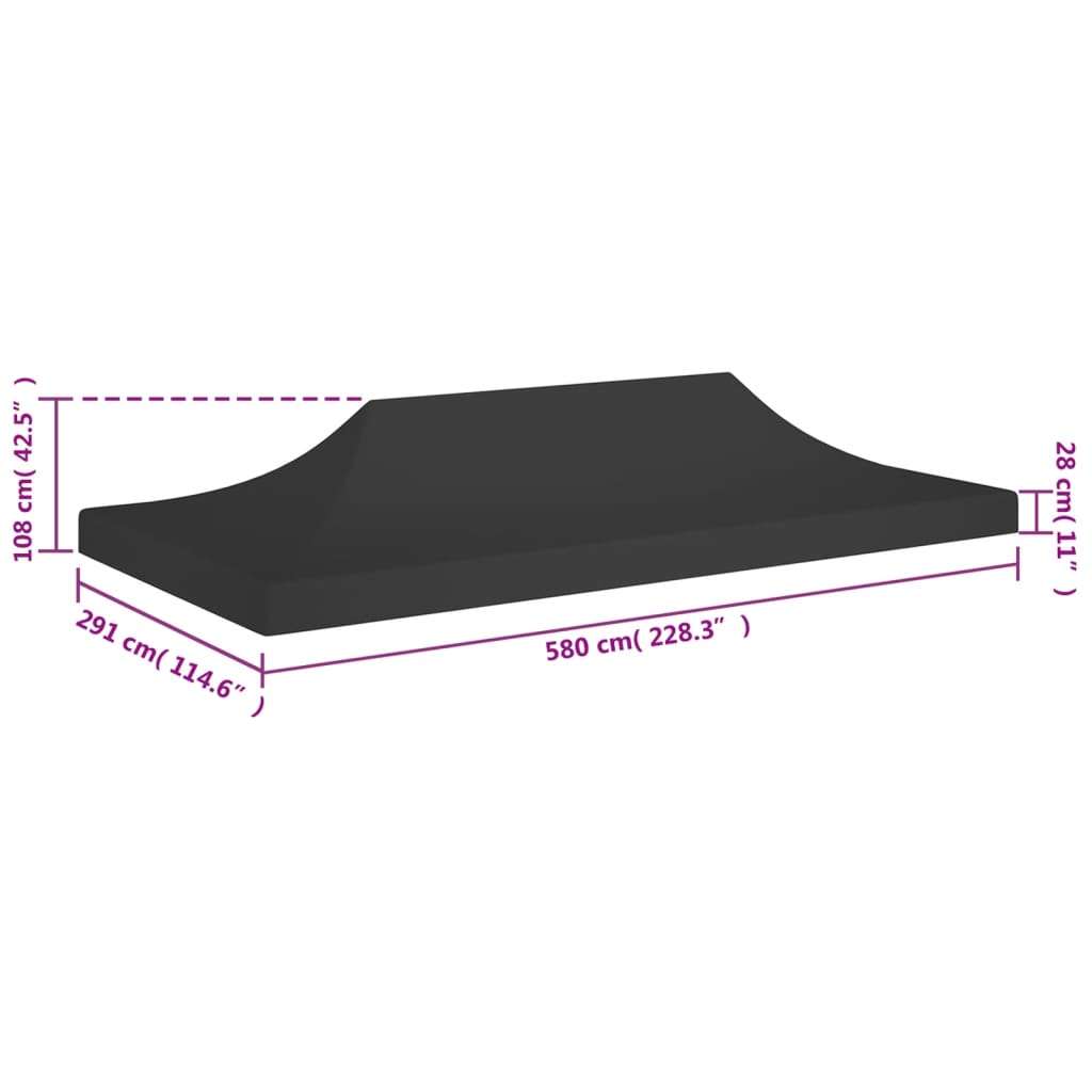 Salīdzināmās teltis jumts, melns, 6x3m, 270 g/m²