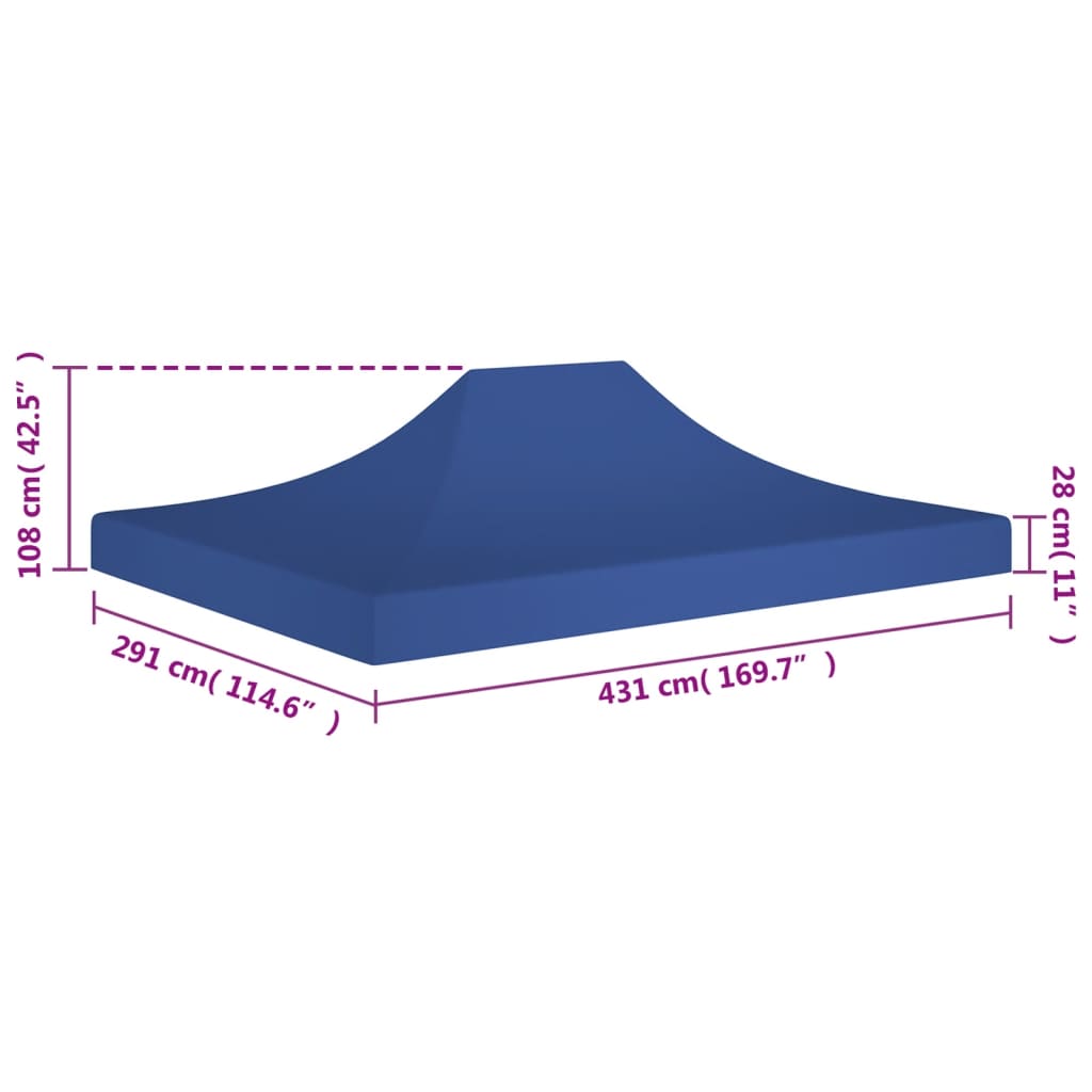 Proginės palapinės stogas, mėlynos spalvos, 4,5x3m, 270 g/m²