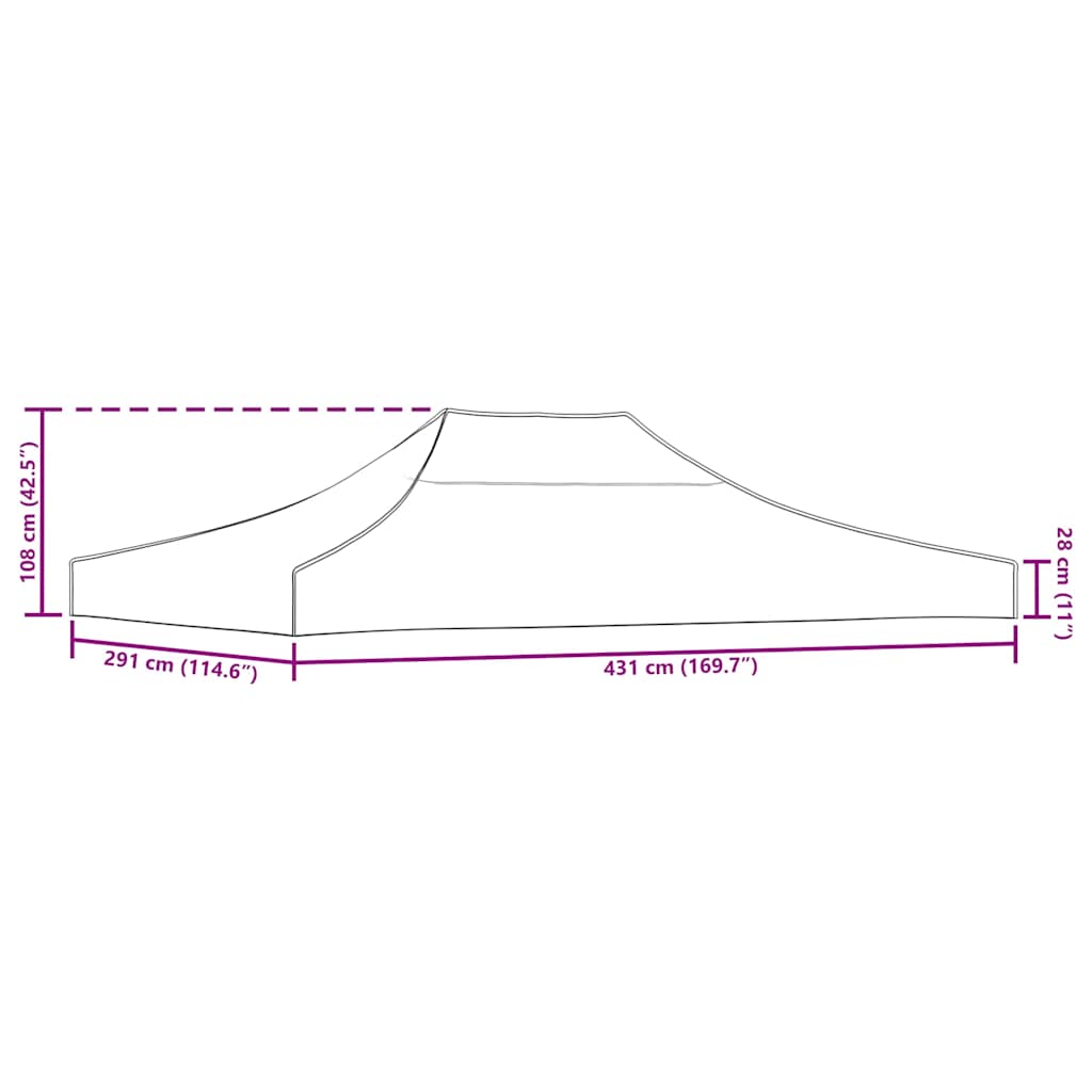 Event tent roof, orange, 4.5x3m, 270 g/m²