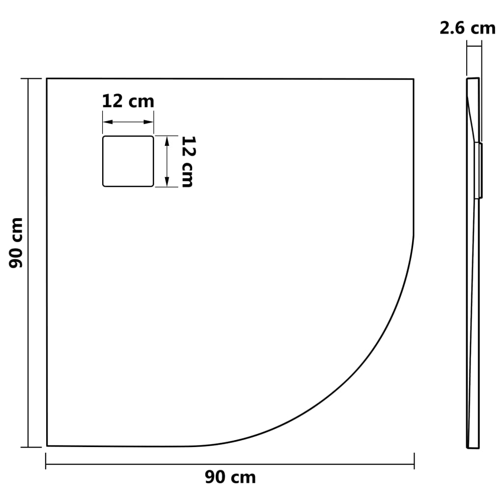 Shower tray, brown, 90x90cm, cast sheet compound