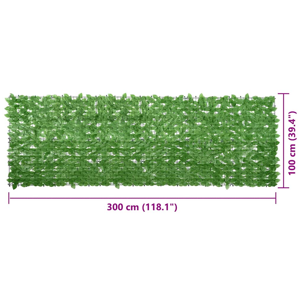 Balkono pertvara, 300x100cm, su žaliais lapais