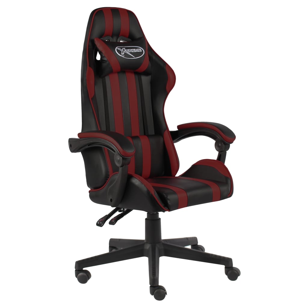 Gaming chair, black and burgundy, artificial leather