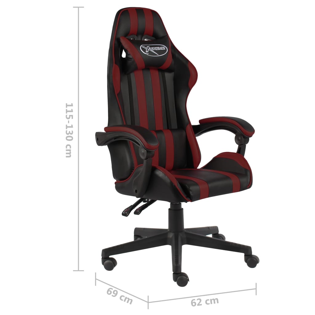 Gaming chair, black and burgundy, artificial leather