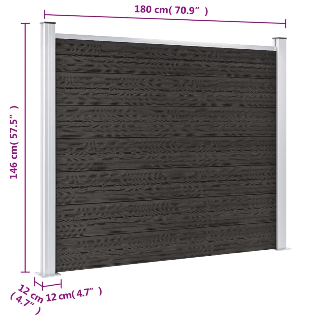 Fence panel, grey, 180x146cm, WPC