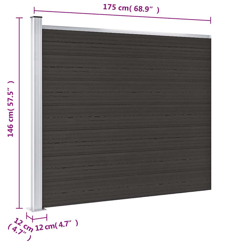 Fence panel, black, 175x146cm, WPC