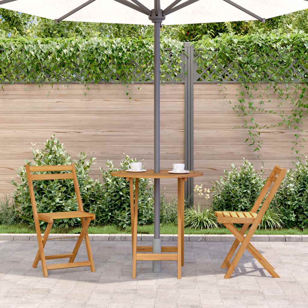 Folding garden table, 70cm, solid acacia wood