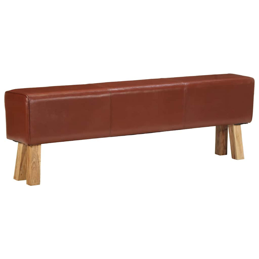 Gymnastics vault, brown, 160cm, genuine leather and acacia