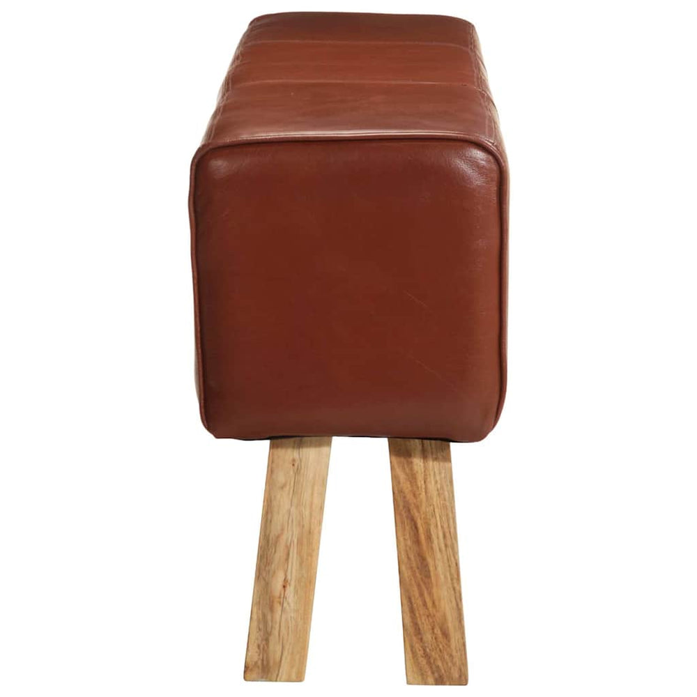 Gymnastics vault, brown, 160cm, genuine leather and acacia