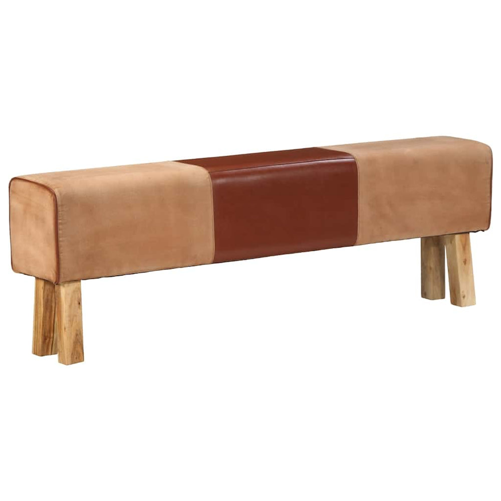Gymnastics vault, brown, 160cm, genuine leather and acacia