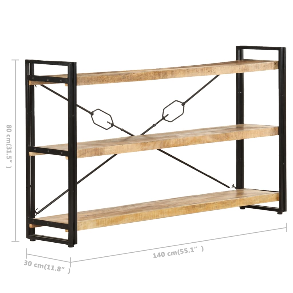 Bookcase, 3-tier, 140x30x80cm, solid mango wood