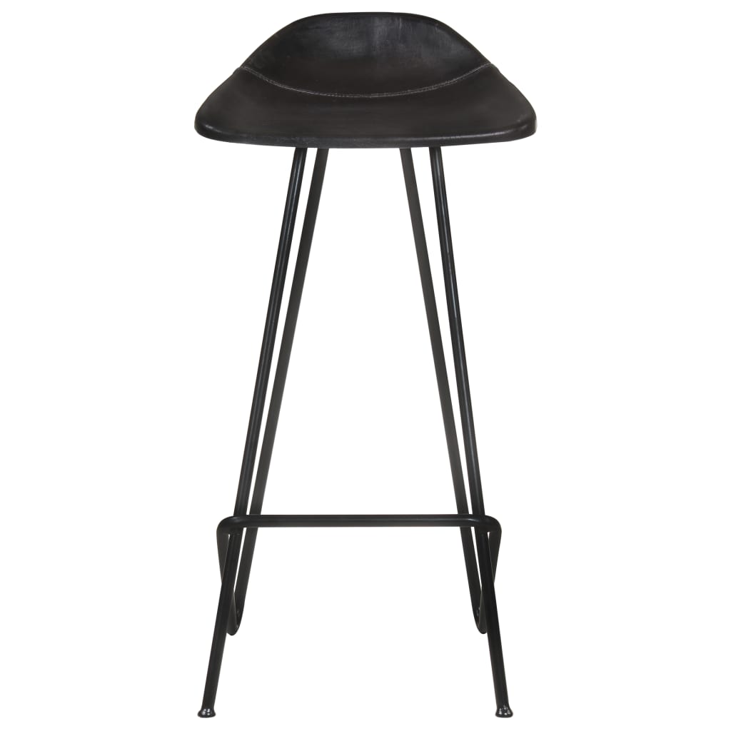 Bar stools, 2 pcs., black, genuine leather